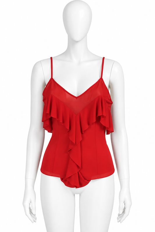 Yves Saint Laurent Tom Ford red ruffles tank top
