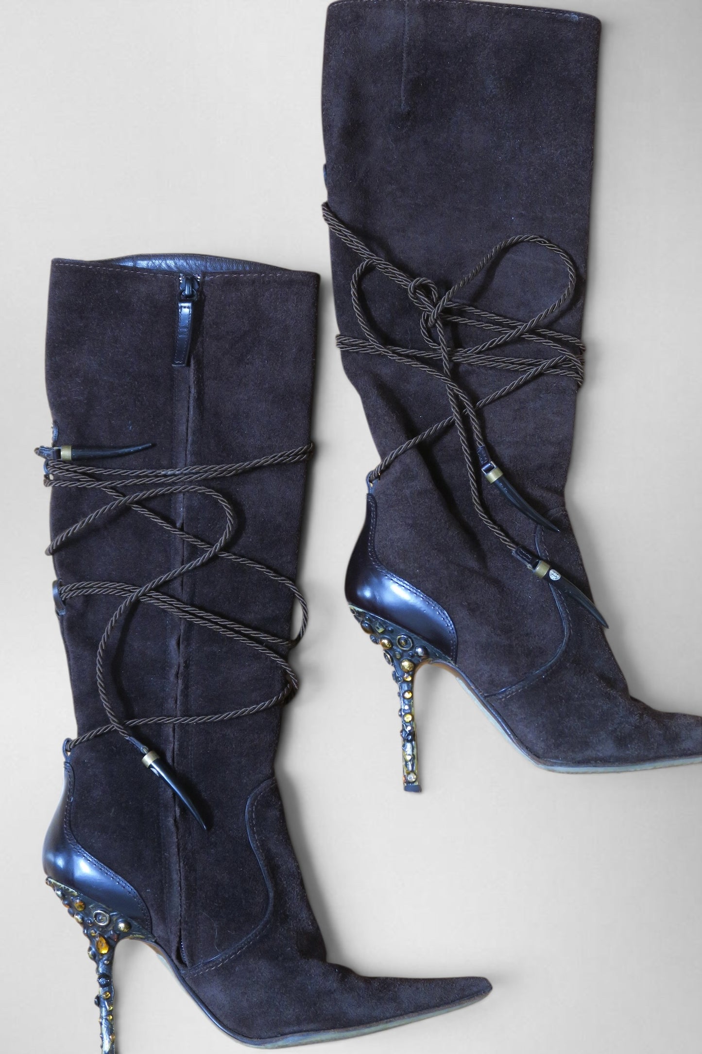 Giuseppe Zanotti suede crystal heel boots