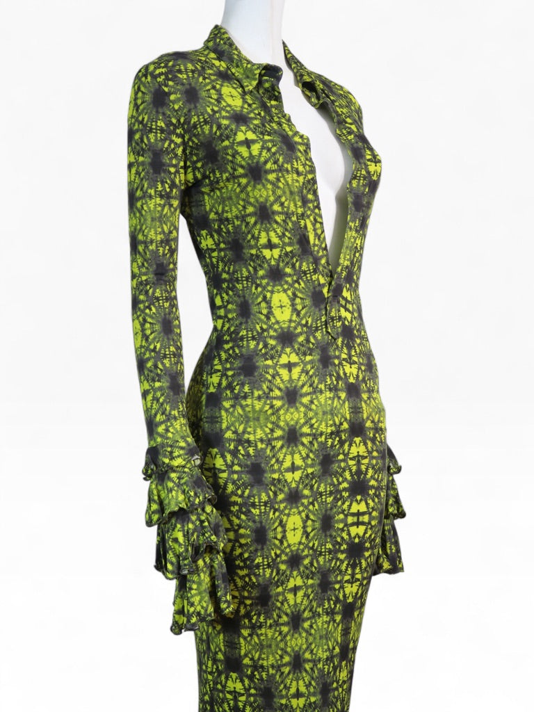 Jean Paul Gaultier printed ruffle maxi dress