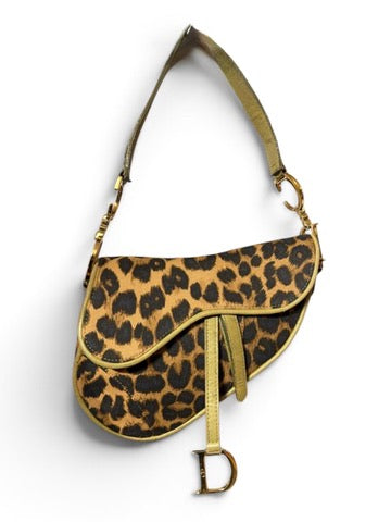 Dior fall 2000 runway camouflage ostrich leather mini saddle bag