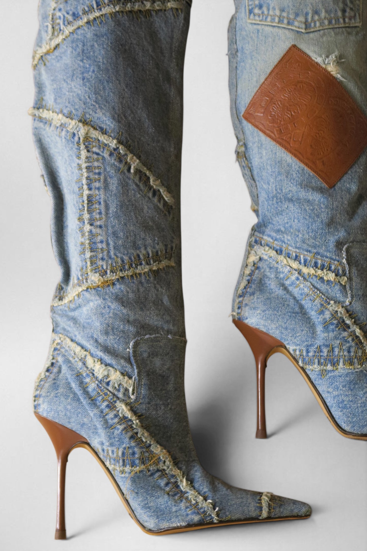 Dolce & Gabbana denim patchwork boots