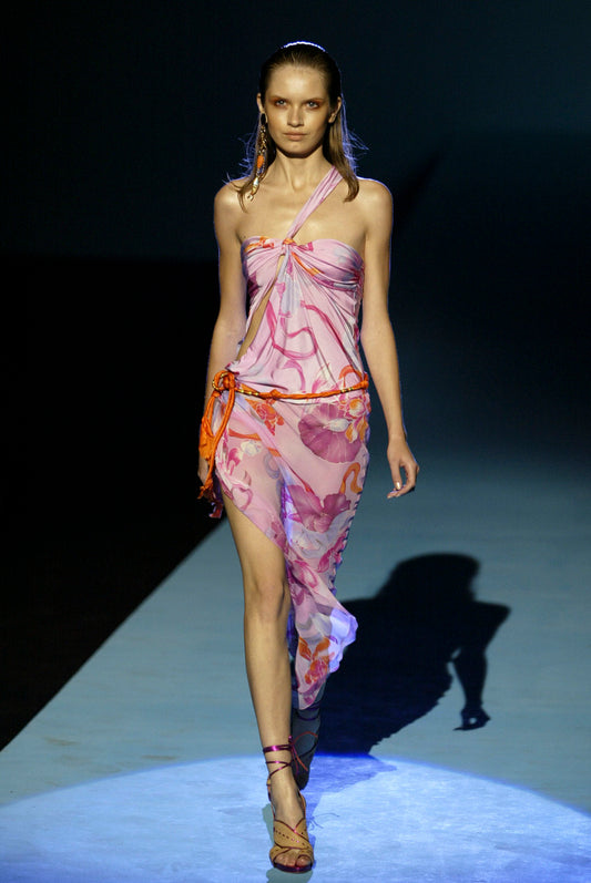 Emanuel Ungaro spring 2004 runway cut out silk dress