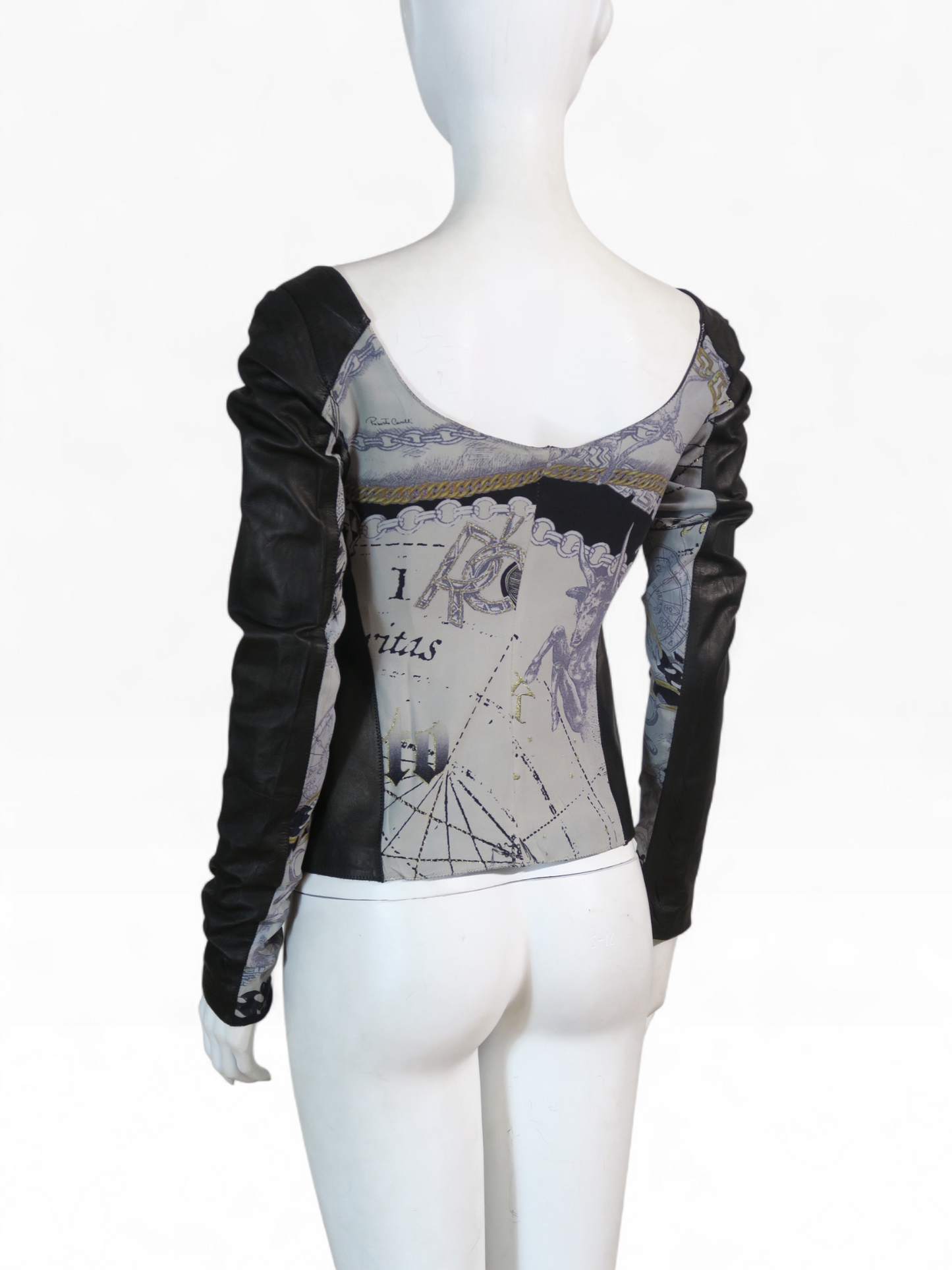 Roberto Cavalli lambskin printed silk corset top