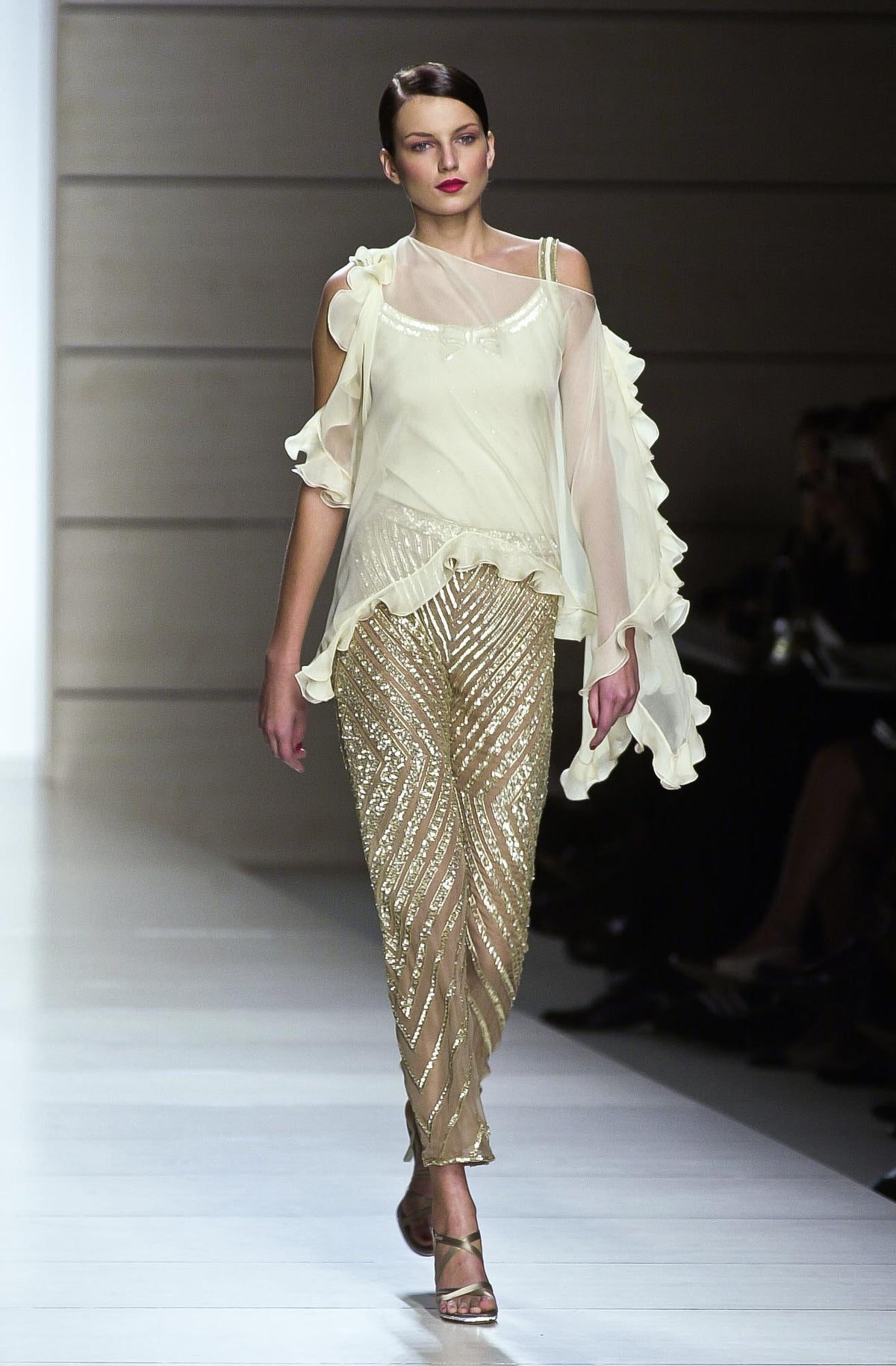 Valentino spring 2001 brown silk beaded pants