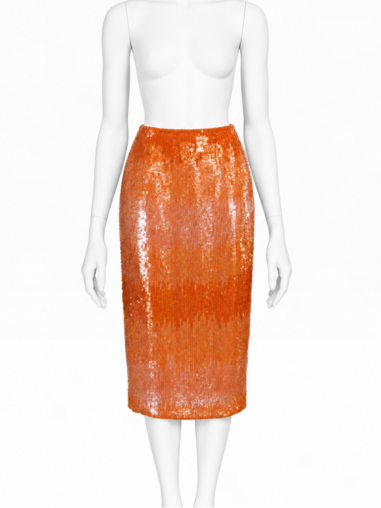 Escada ombré orange beaded skirt