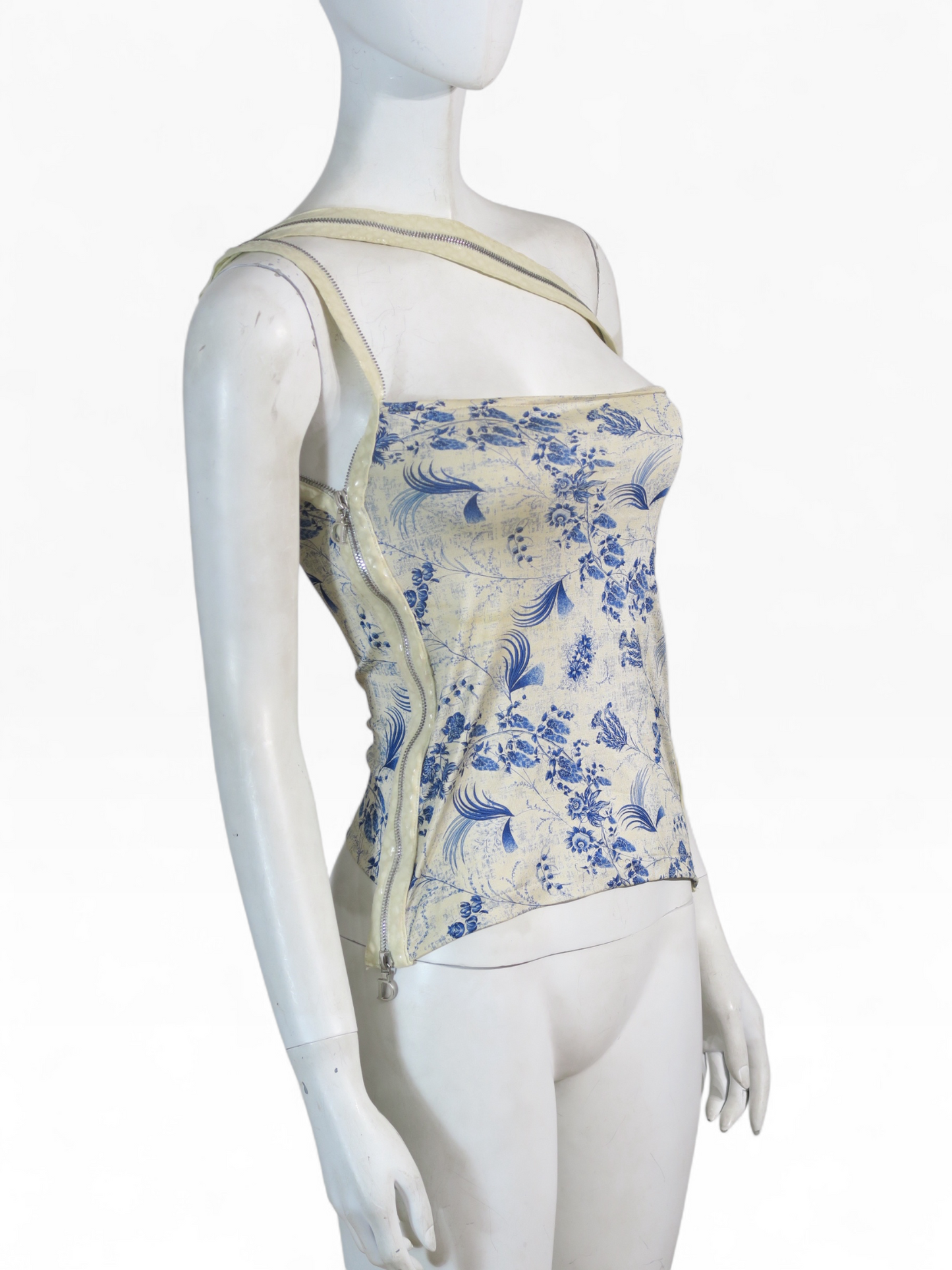 Dior spring 2001 asymmetrical zipper bow strap top