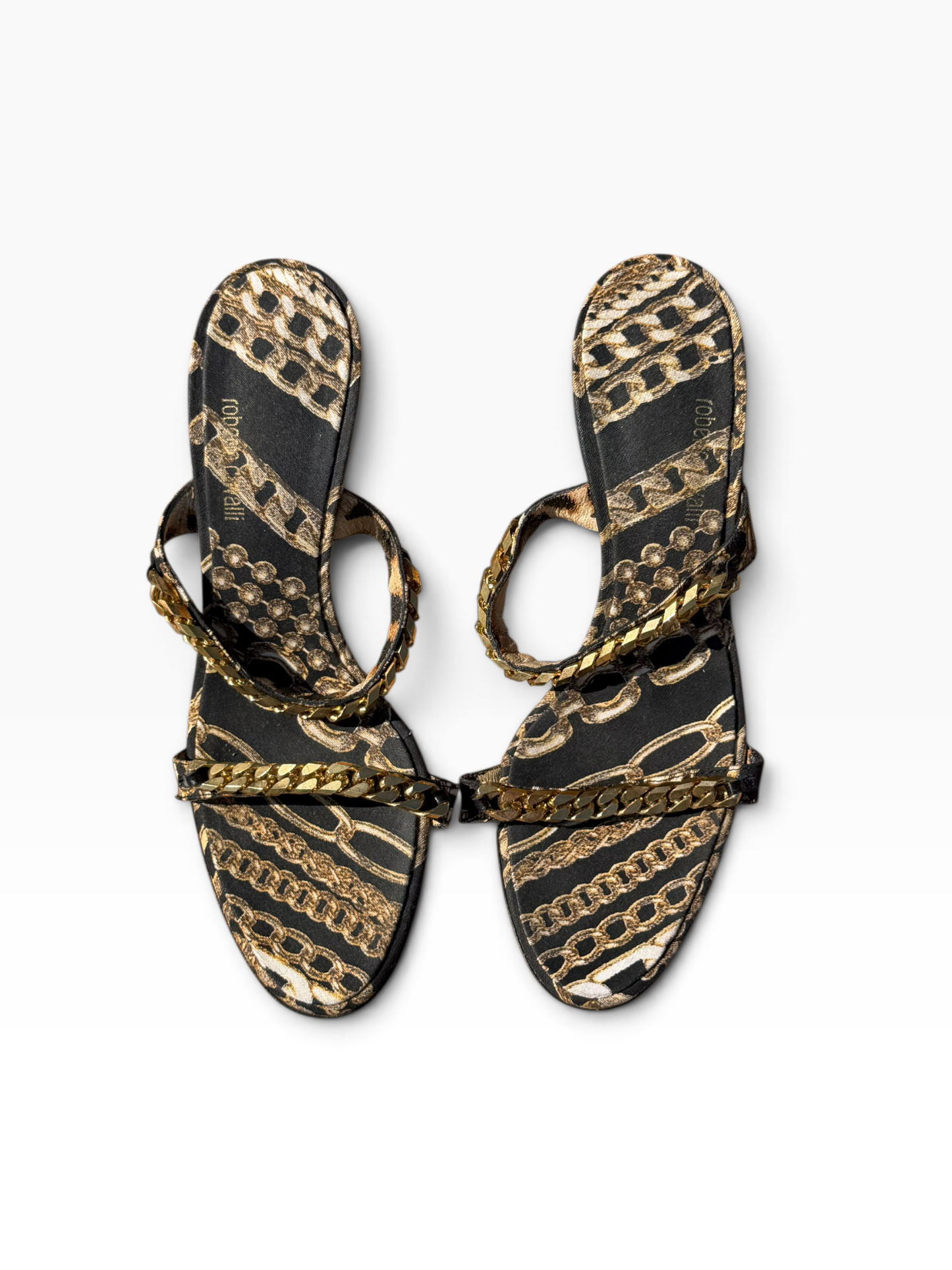 Roberto Cavalli chain print sandals size 37