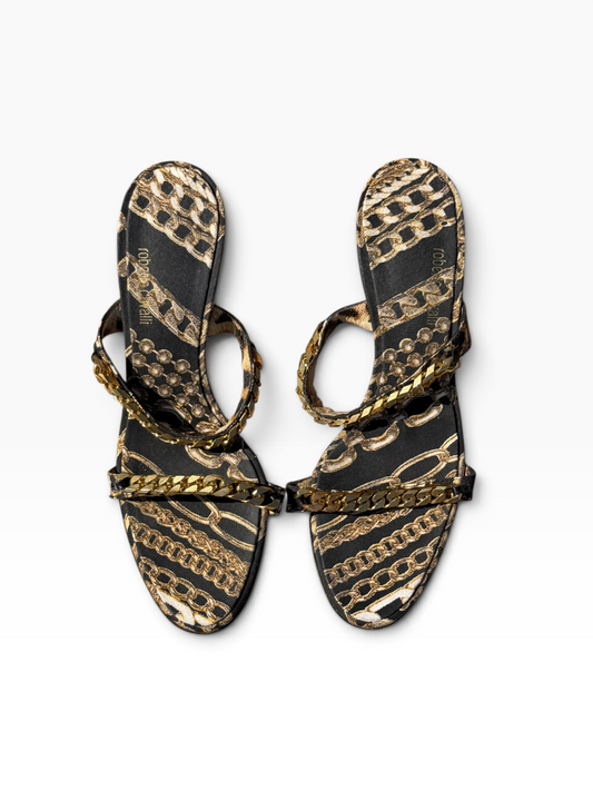 Roberto Cavalli chain print sandals size 37