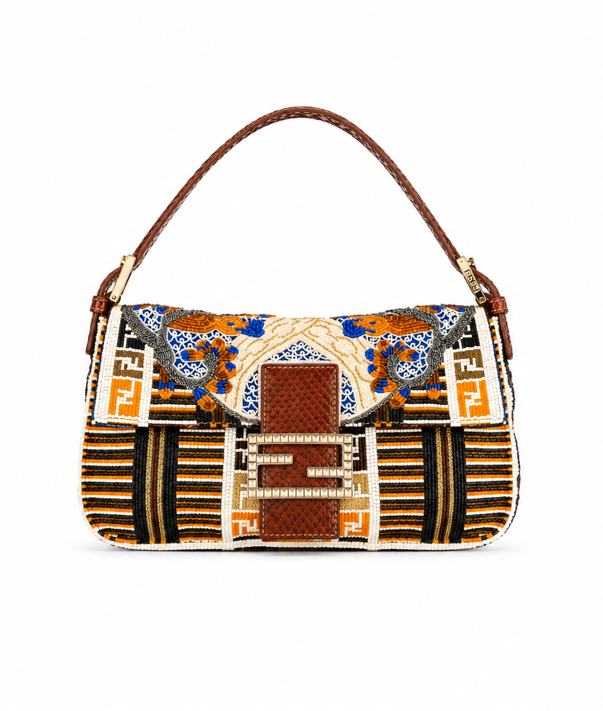 Fendi rare beaded python baguette