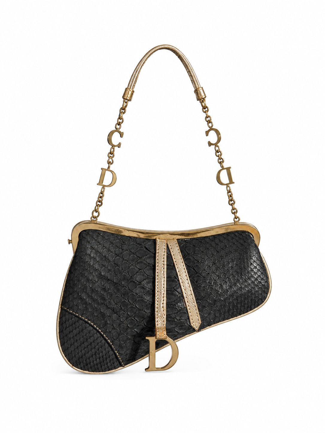 Dior python mini saddle bag