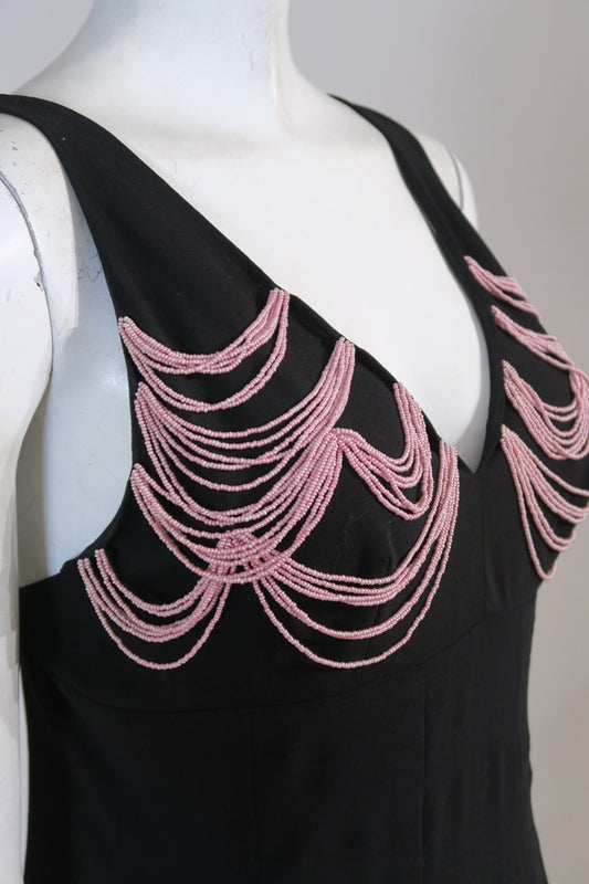 Chanel spring 2003 runway pink beads dress