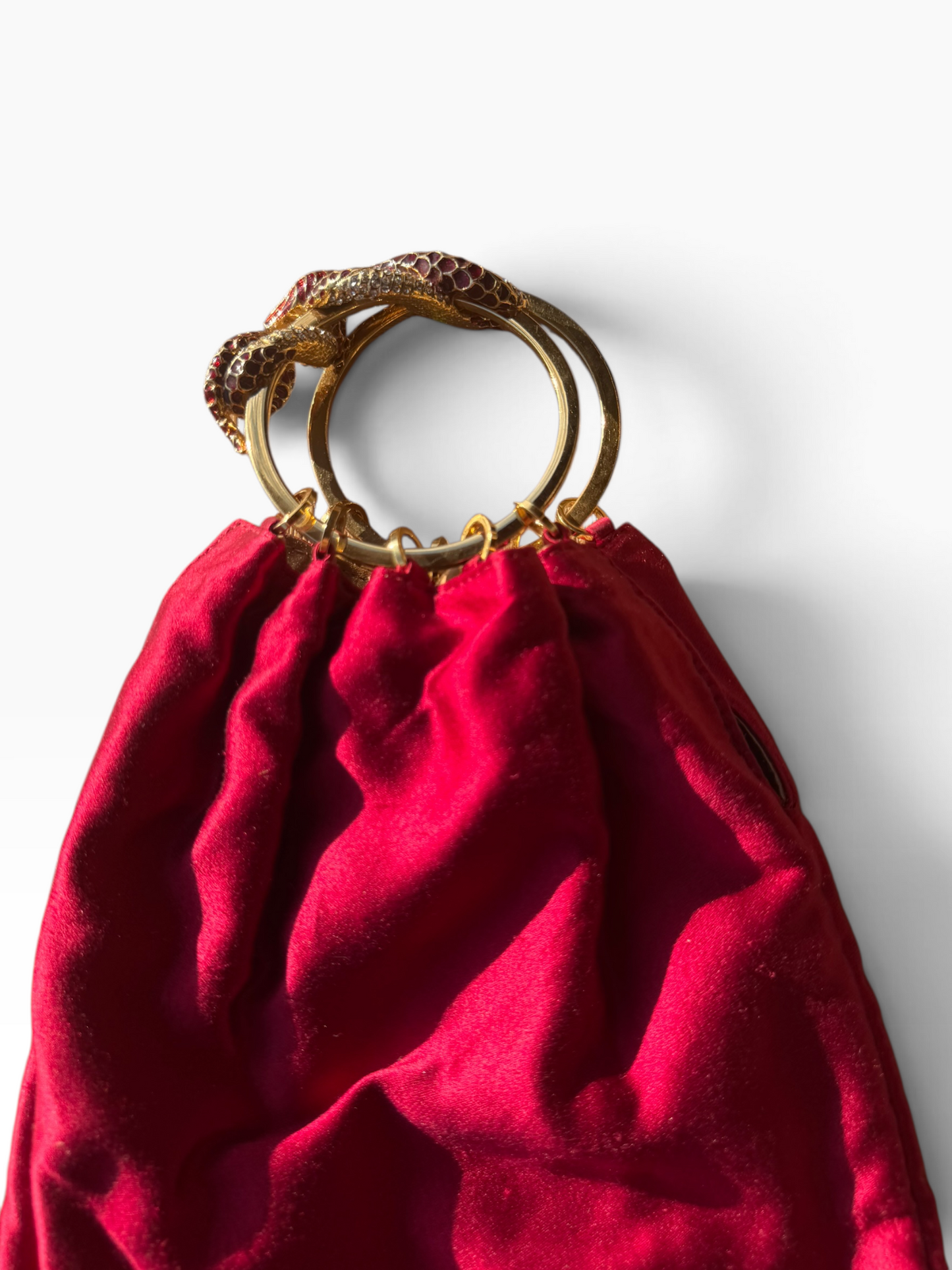 Valentino red satin snake handle bag