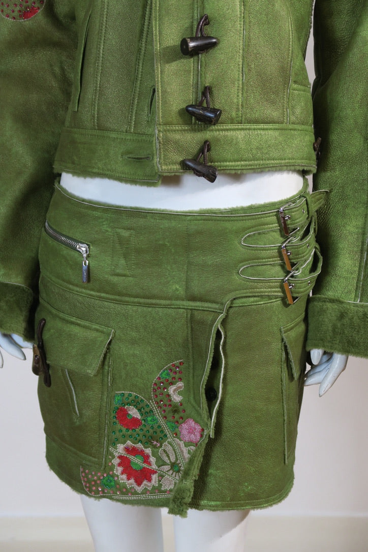 John Galliano fall 2005 green shearling beaded set