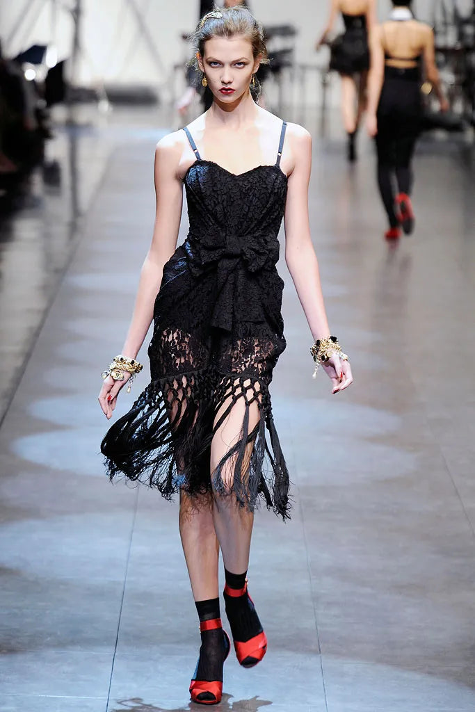 Dolce & Gabbana spring 2010 runway lace corset fringe dress