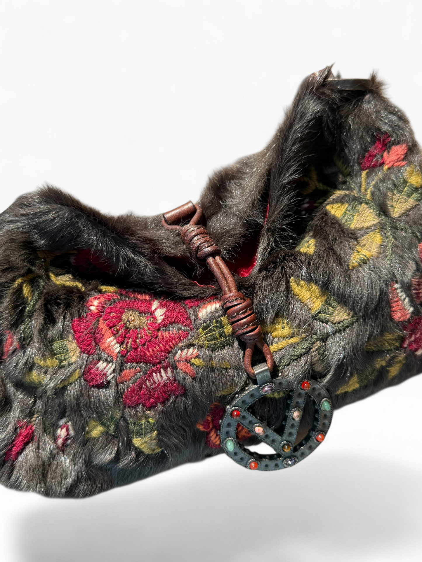 Valentino fur beaded embroidered bag