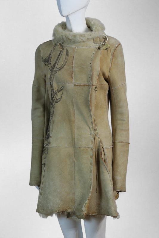Roberto Cavalli shearling hand painted jacket