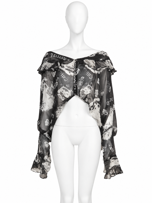John Galliano silk printed blouse top