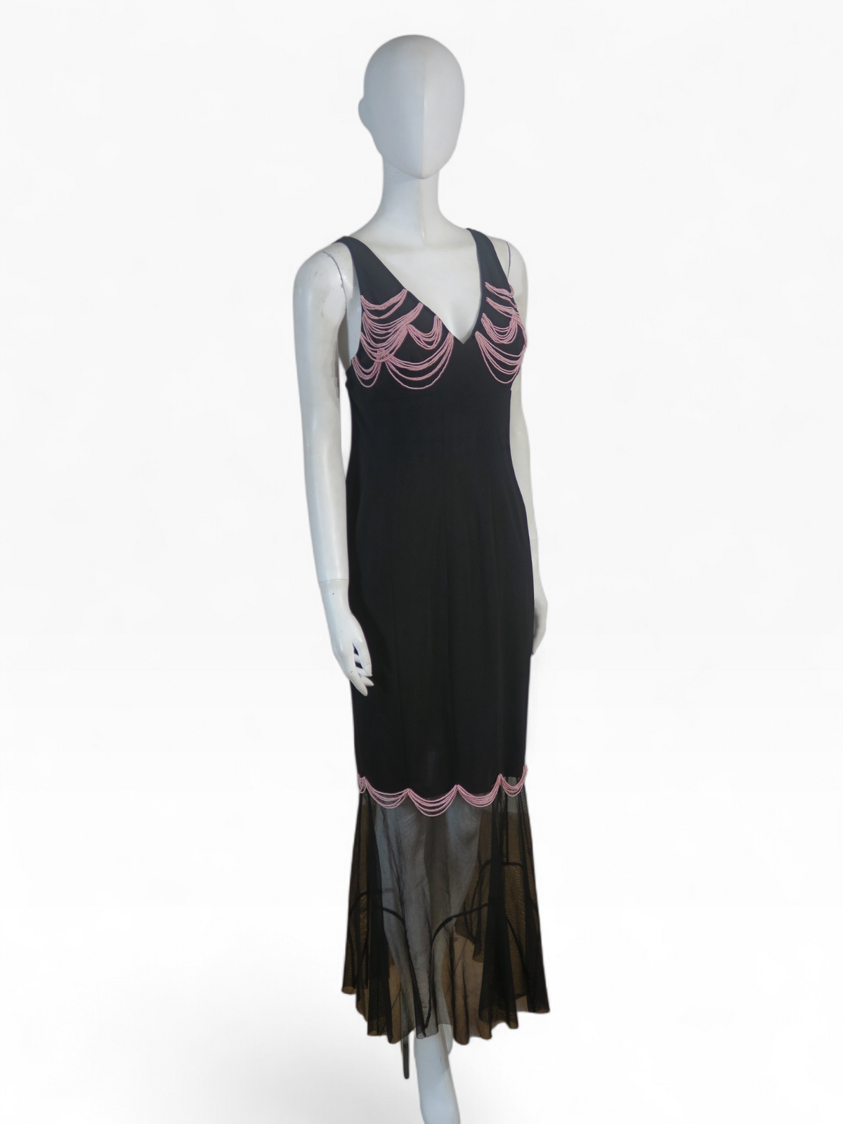 Chanel spring 2003 runway pink beads dress