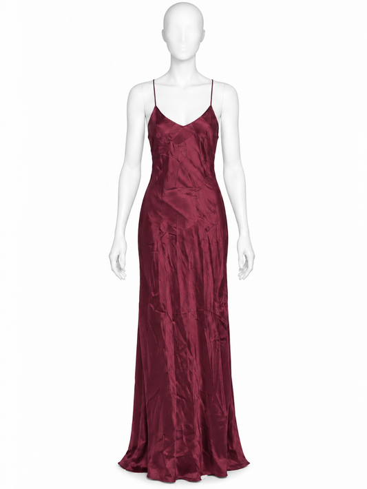 Jean Paul Gaultier burgundy silk slip & lace double dress