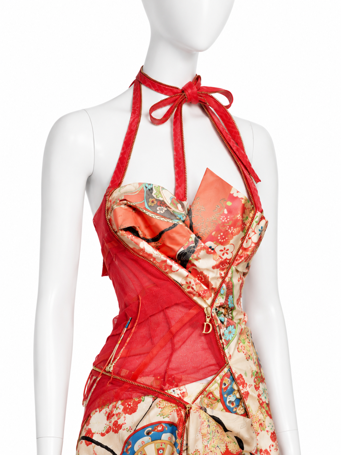 Dior spring 2001 asymmetrical zipper printed runway campaign dress