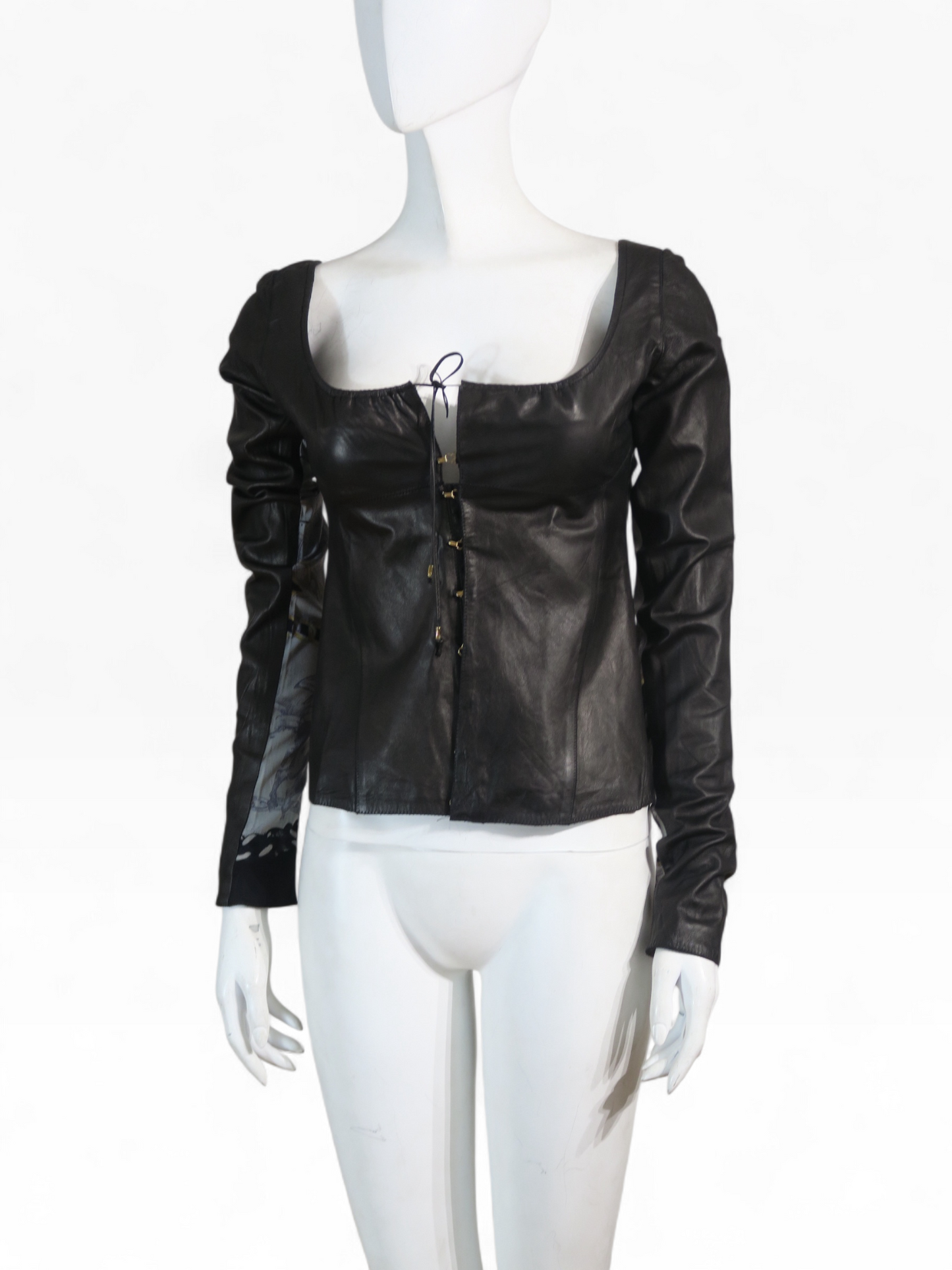 Roberto Cavalli lambskin printed silk corset top
