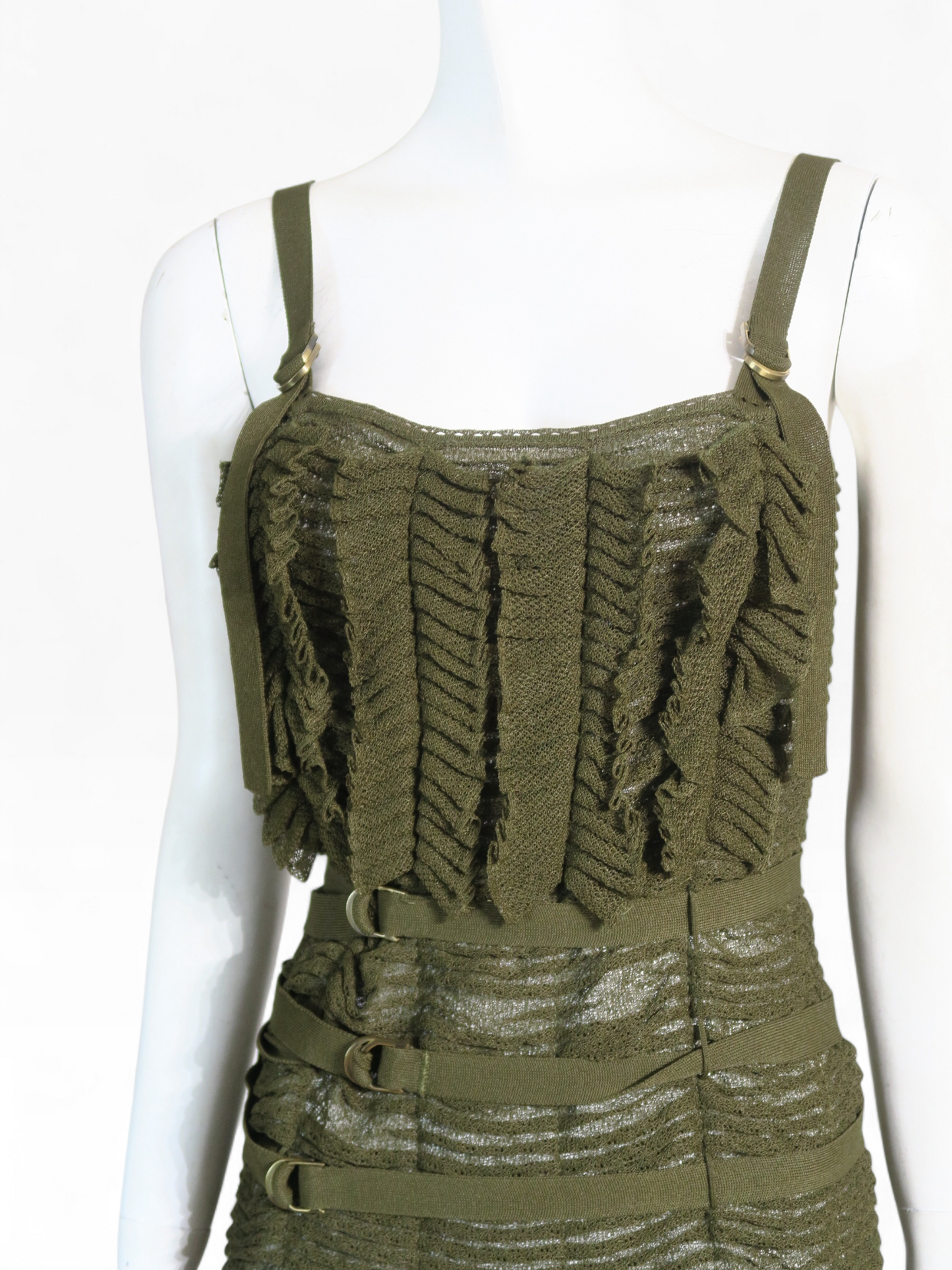 Dior spring 2003 army green bondage dress