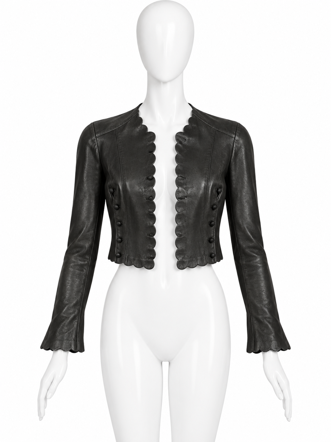 John Galliano black leather cropped jacket
