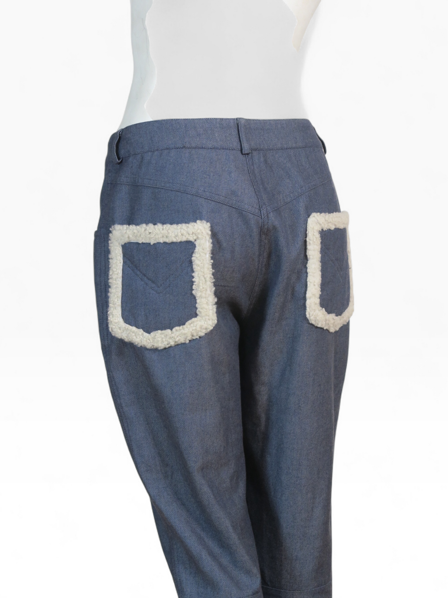 Dior fall 2000 shearling trim denim pants