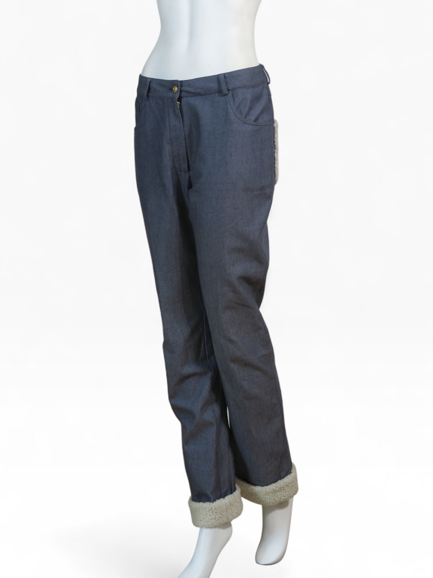Dior fall 2000 shearling trim denim pants