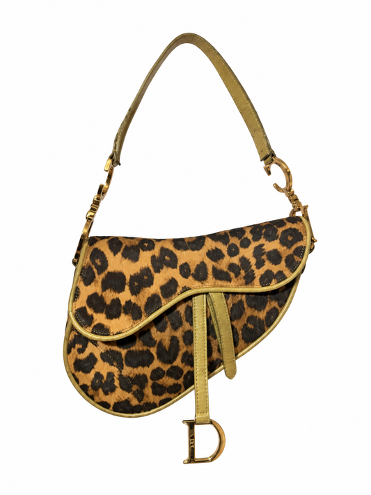 Dior fall 2000 runway camouflage ostrich leather mini saddle bag
