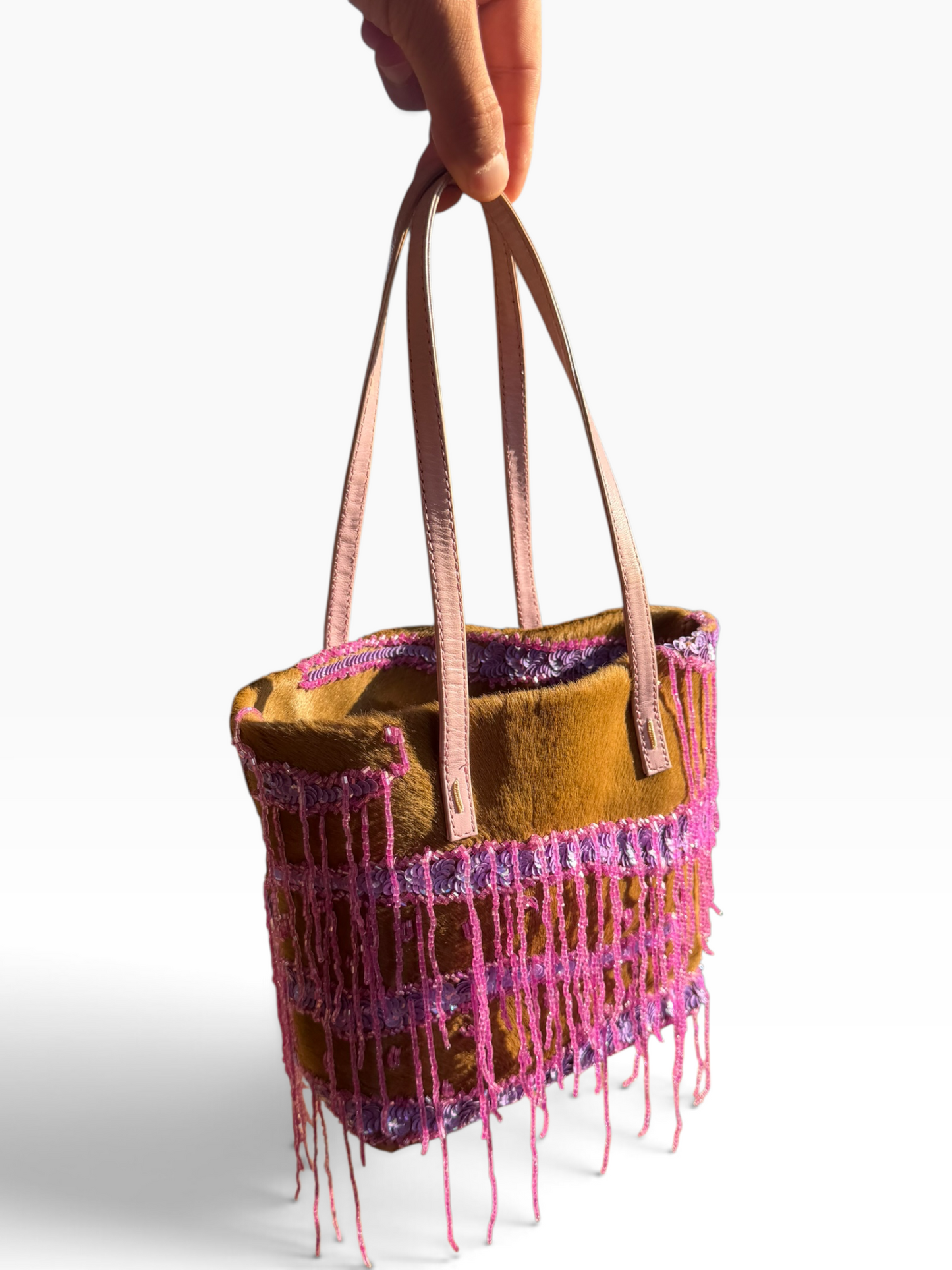 Valentino pony hair beaded sequin bag