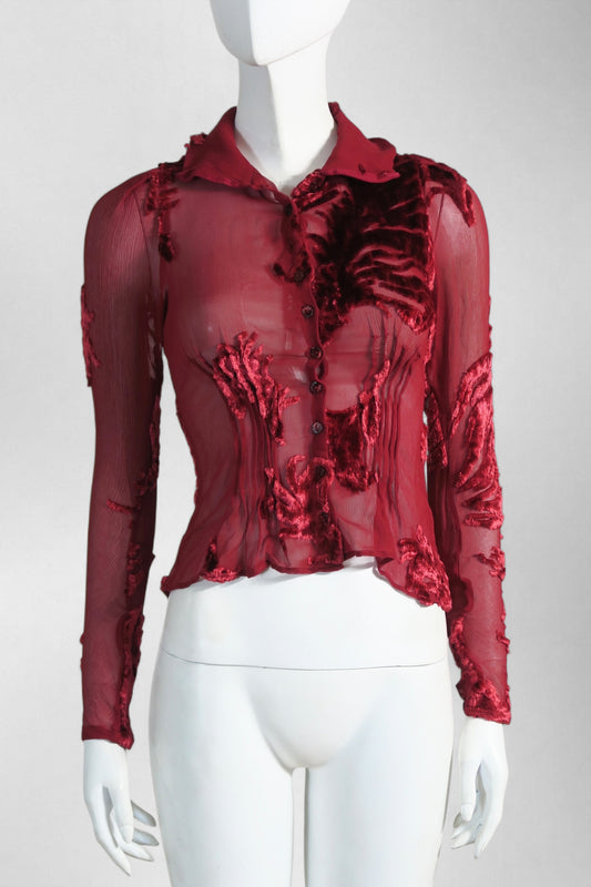 John Galliano velvet silk top