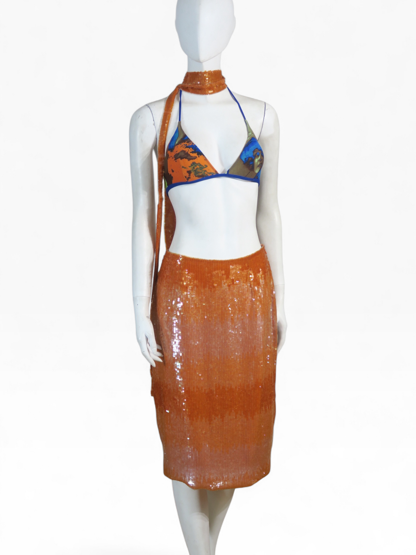 Escada ombré orange beaded skirt