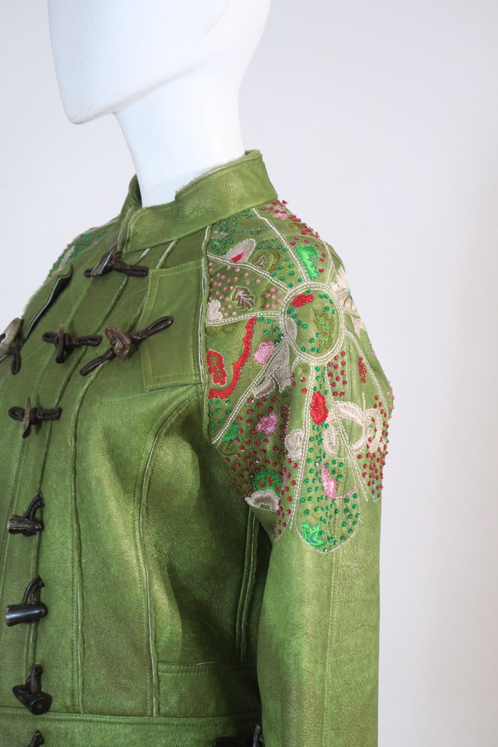 John Galliano fall 2005 green shearling beaded set