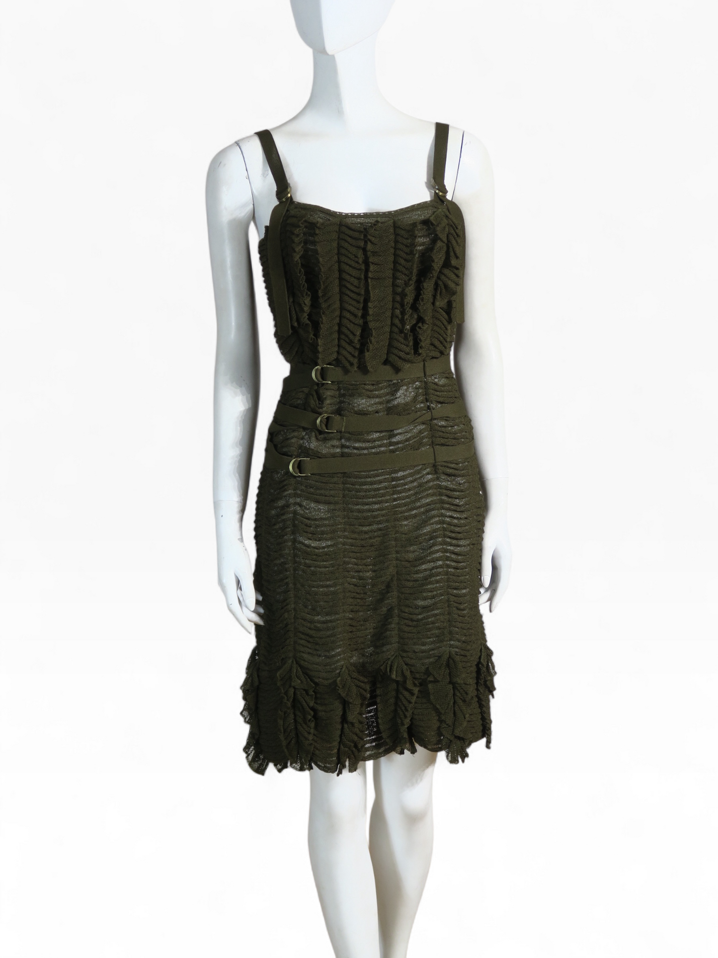 Dior spring 2003 army green bondage dress