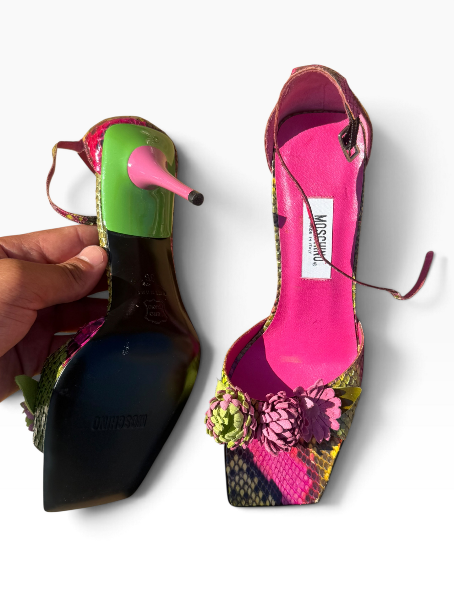 Moschino python floral heels size 36