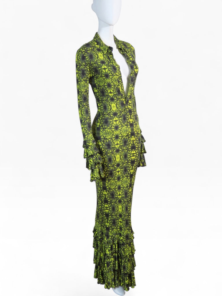 Jean Paul Gaultier printed ruffle maxi dress