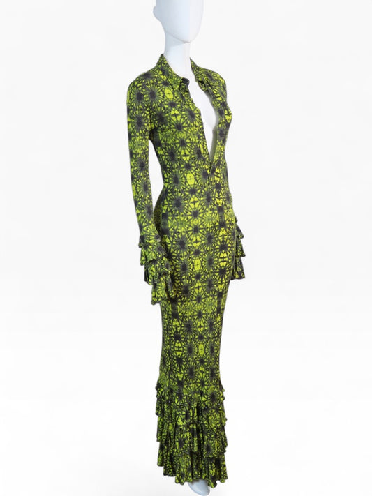 Jean Paul Gaultier printed ruffle maxi dress