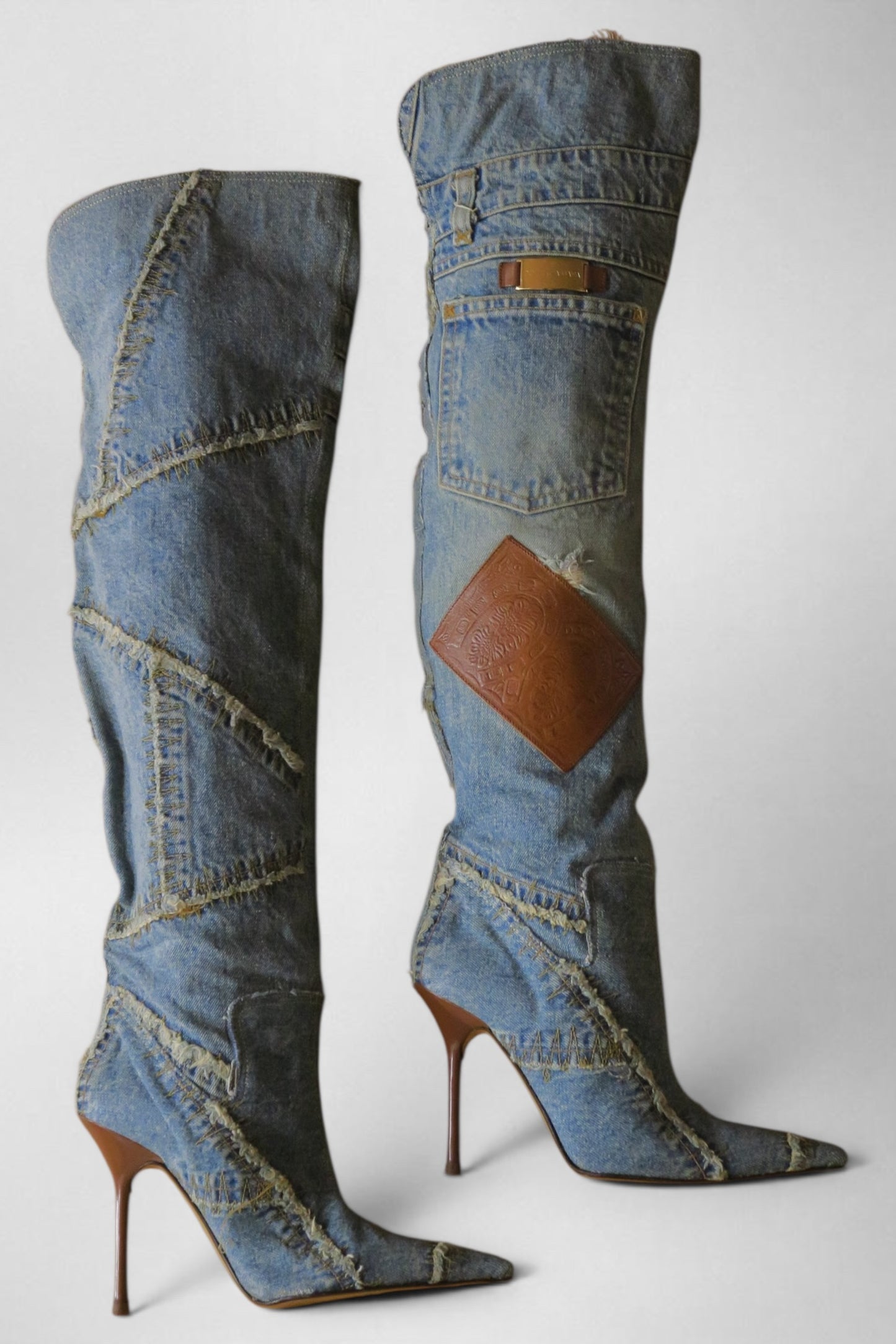Dolce & Gabbana denim patchwork boots