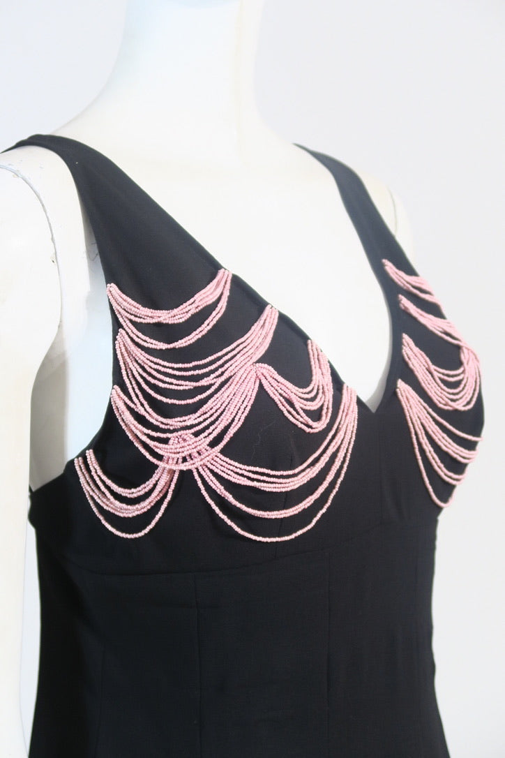 Chanel spring 2003 runway pink beads dress