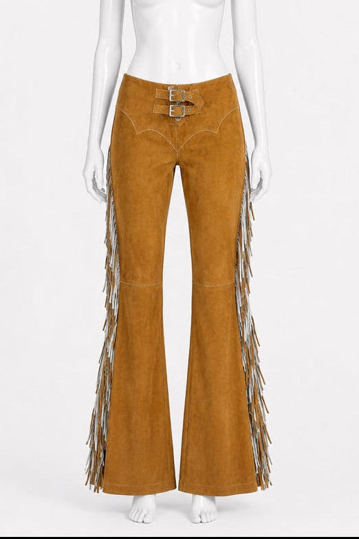 Dior spring 2002 suede fringe pants