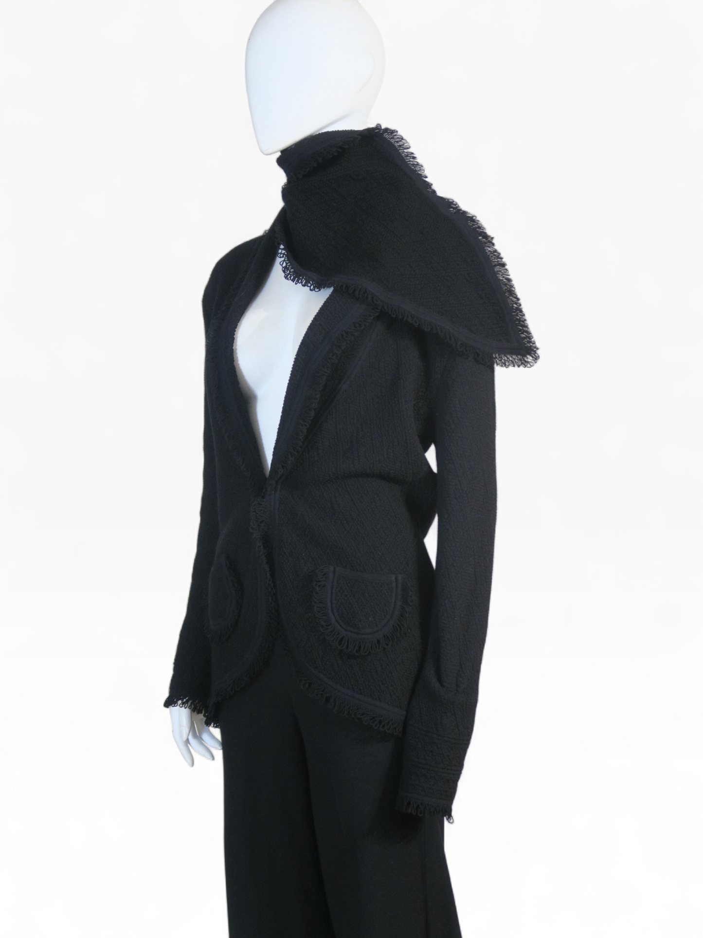 Galliano 1999 black scarf jacket pants set