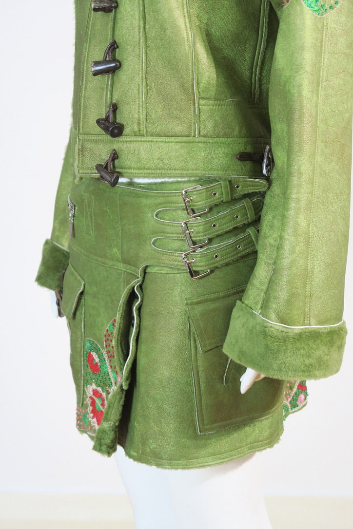 John Galliano fall 2005 green shearling beaded set
