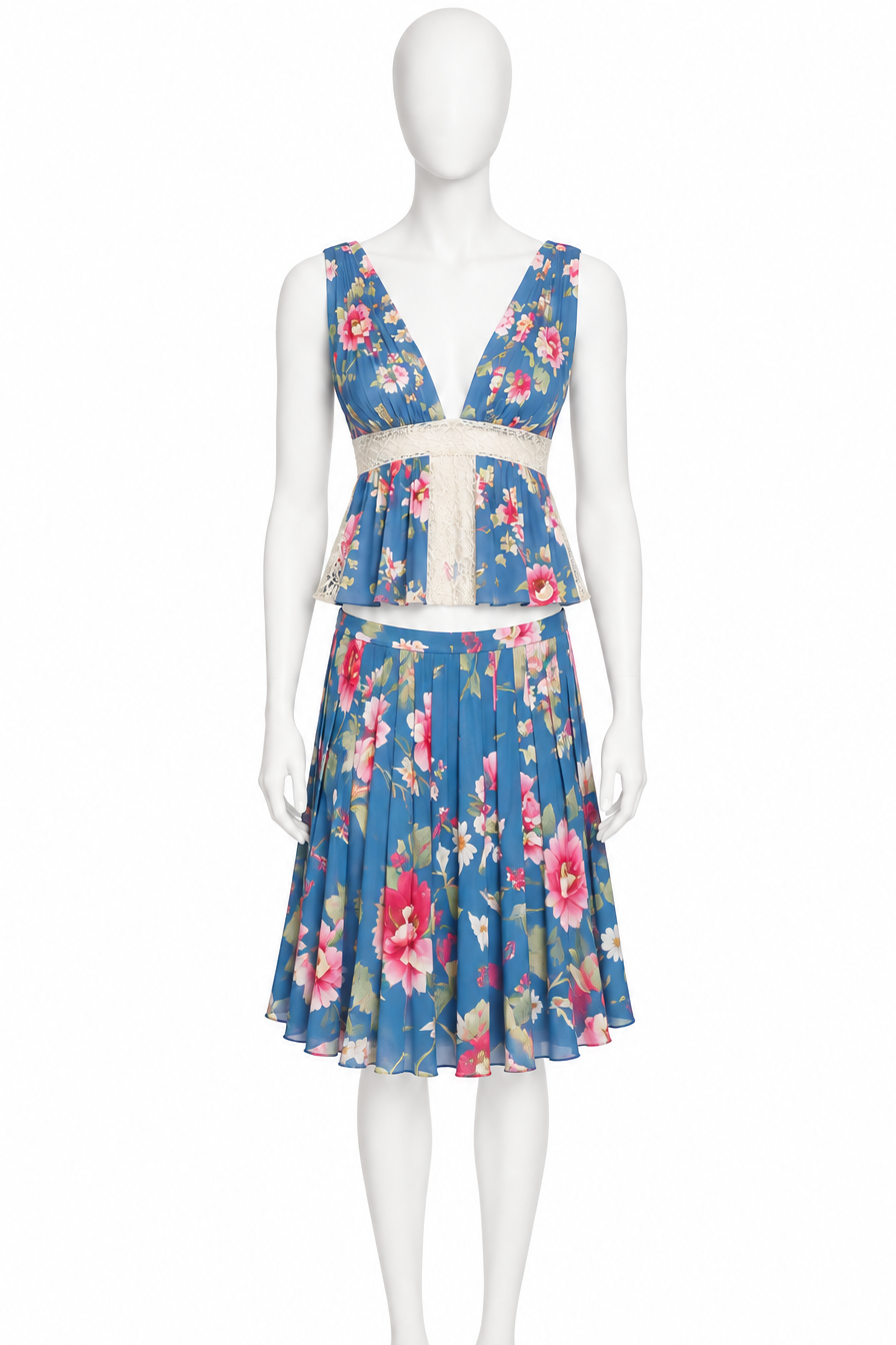 Valentino spring 2006 floral silk & lace runway set
