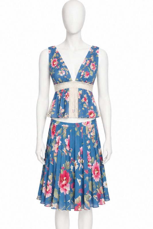 Valentino spring 2006 floral silk & lace runway set