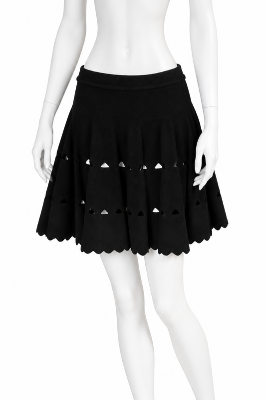 Alaia velour cut out mini skirt