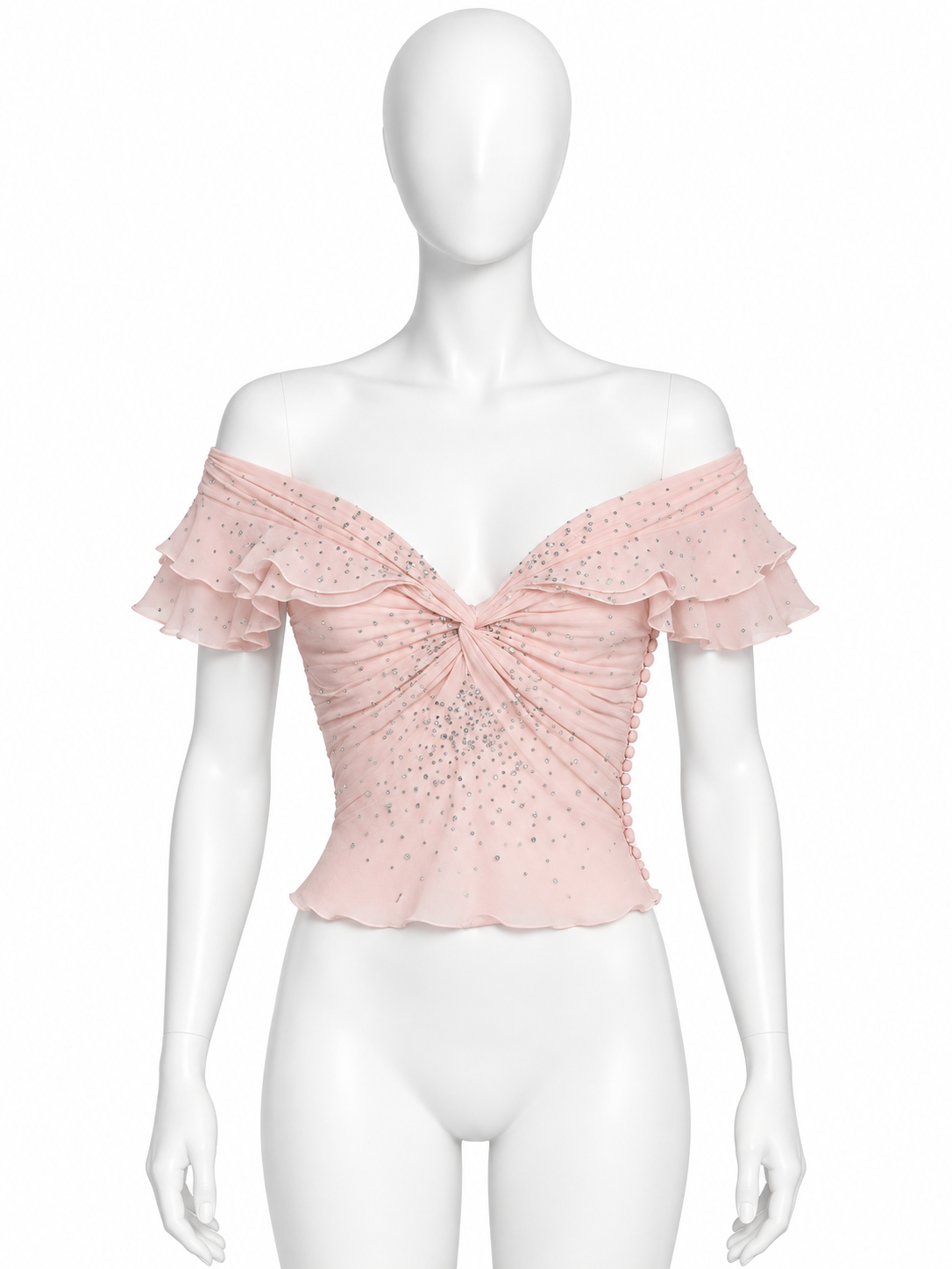 Dior fall 2003 runway pink silk crystal embellished corset top