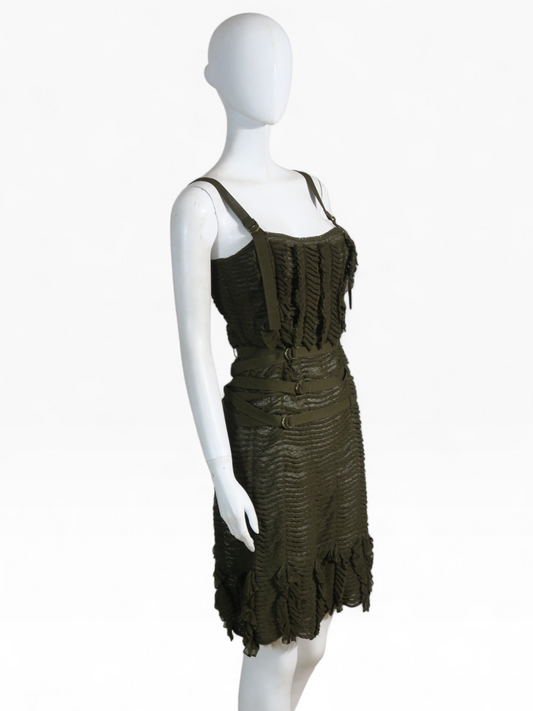 Dior spring 2003 army green bondage dress