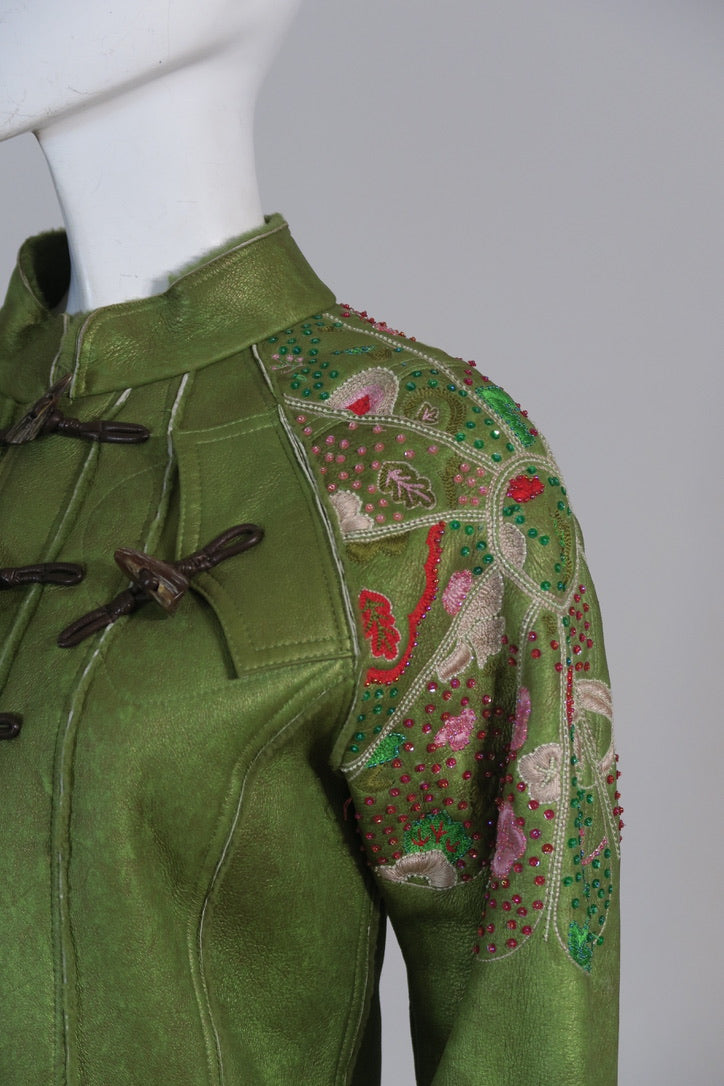 John Galliano fall 2005 green shearling beaded set