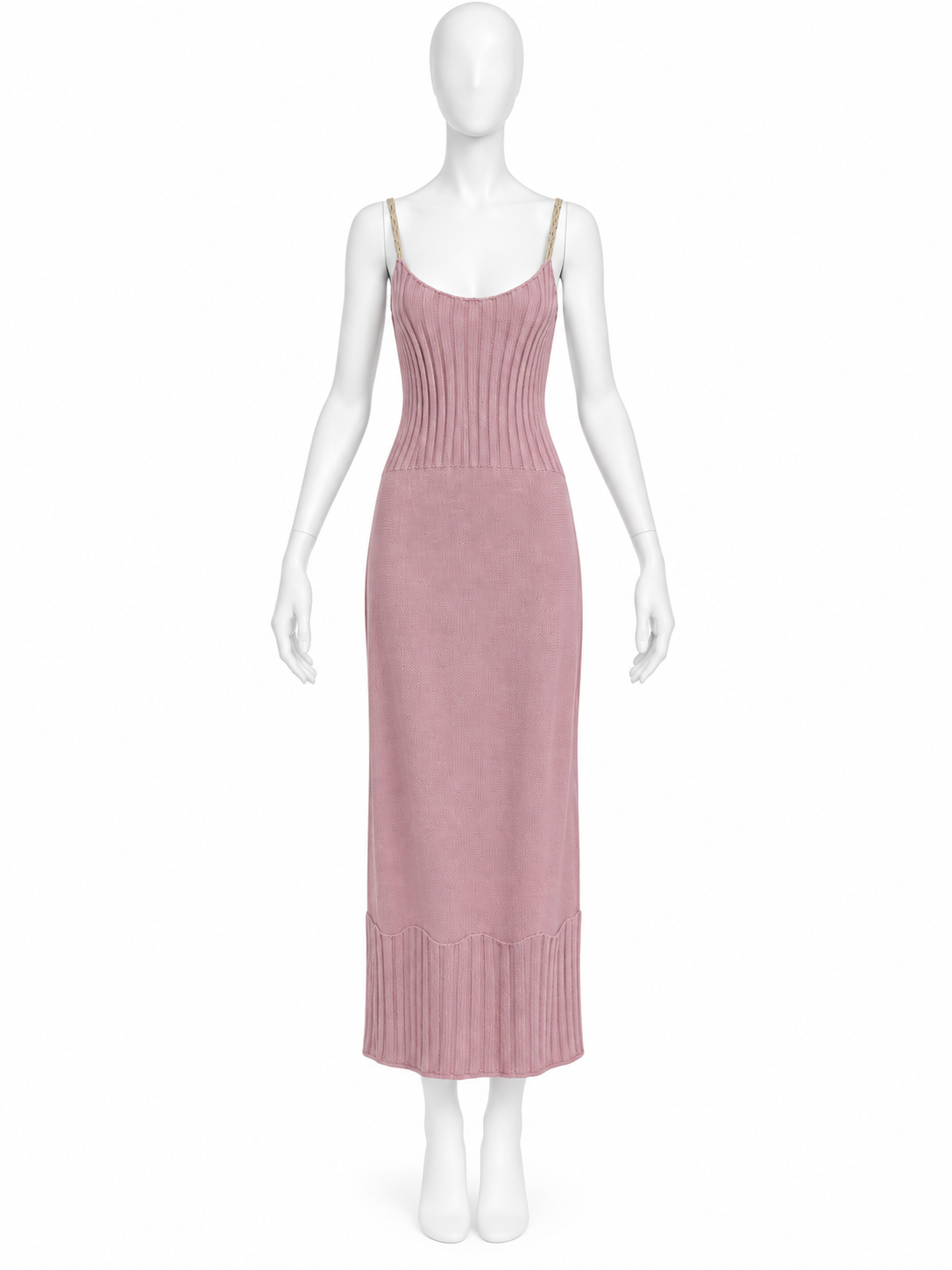 Dior fall 1999 pink knit button maxi dress